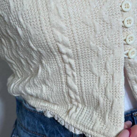 Cream cable knit button up - Picture 3 of 5